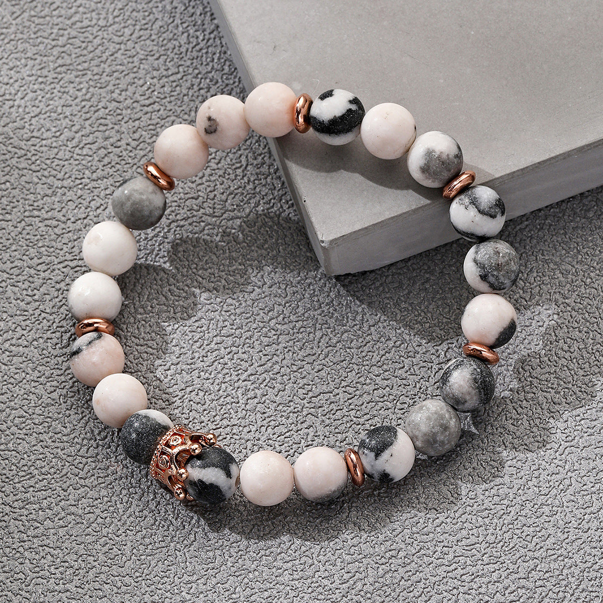 Wholesale Jewelry Two Layer Frosted Pink Volcanic Stone Bracelets